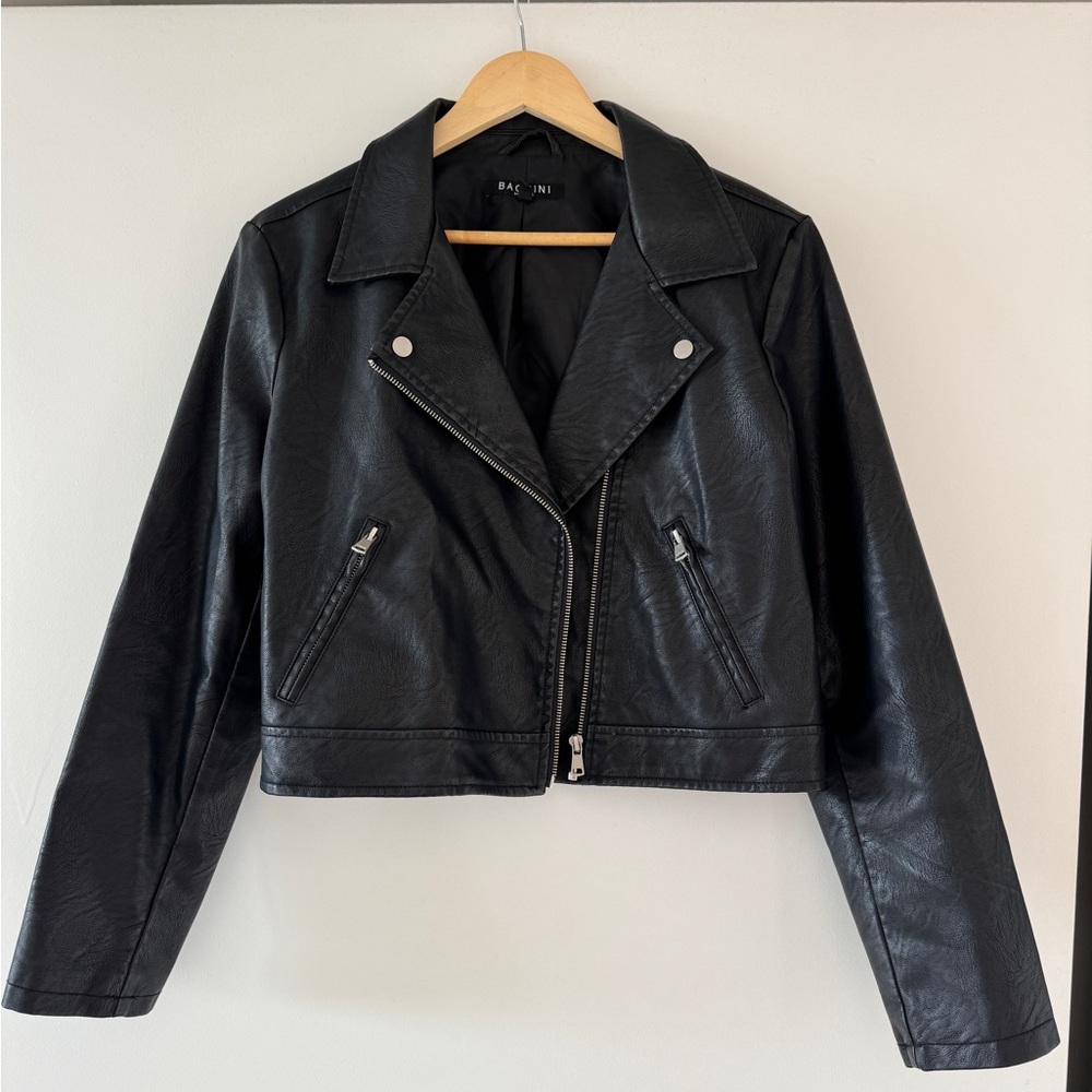 Baccini Women's Black Leather Jacket